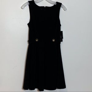 NWT BCX Black‎ Ottoman Knit Button Hip Strap Dress